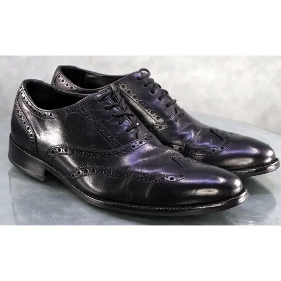 Cole Haan Williams Men's Wingtip Brogue Dress Shoes Size 8 Leather Black C12209