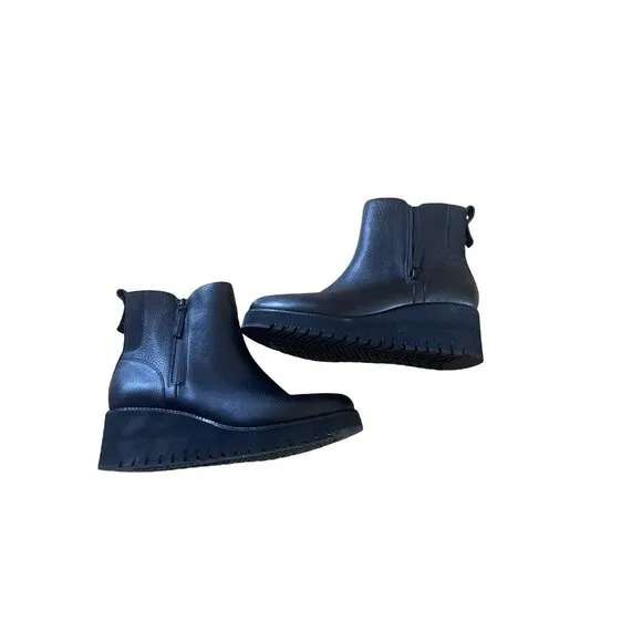 Cole Haan Women's ZEROGRAND City Wedge Ankle Boots Black Side Zip Size 9