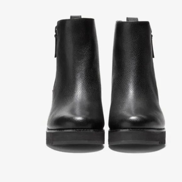 Cole Haan Women's ZEROGRAND City Wedge Ankle Boots Black Side Zip Size 9