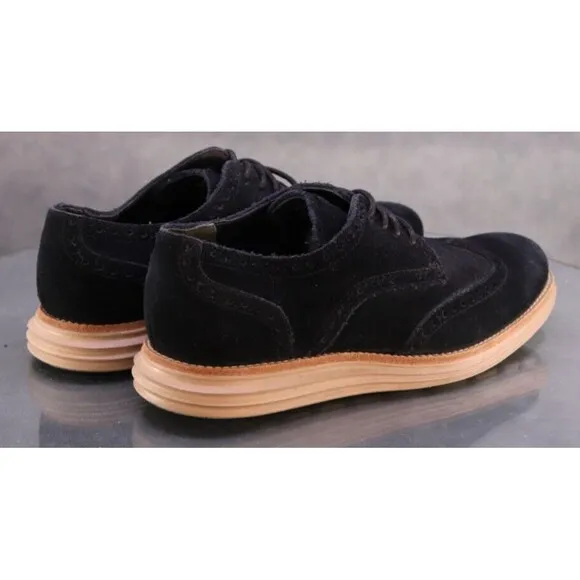 Cole Haan Zero Grand Men's Wingtip Dress Shoes Size 7.5 Suede Black Tan