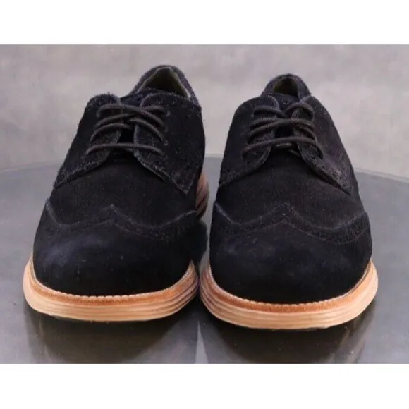 Cole Haan Zero Grand Men's Wingtip Dress Shoes Size 7.5 Suede Black Tan