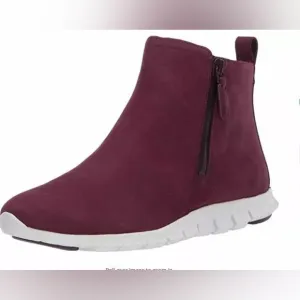 Cole Haan Zero Grand waterproof side zip cranberry wine ankle boots sz 8.5