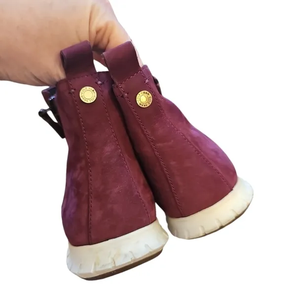 Cole Haan Zero Grand waterproof side zip cranberry wine ankle boots sz 8.5