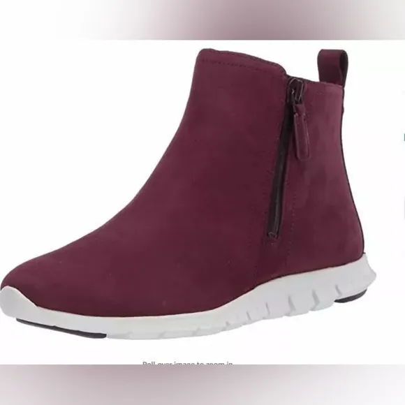 Cole Haan Zero Grand waterproof side zip cranberry wine ankle boots sz 8.5