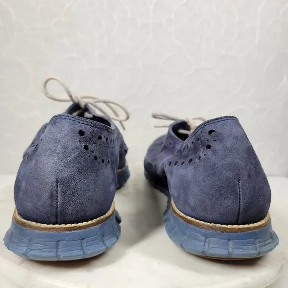 Cole Haan Zerogrand Oxfords Wingtip Dress Shoes Mens 13M Blue Suede Leather