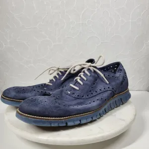 Cole Haan Zerogrand Oxfords Wingtip Dress Shoes Mens 13M Blue Suede Leather