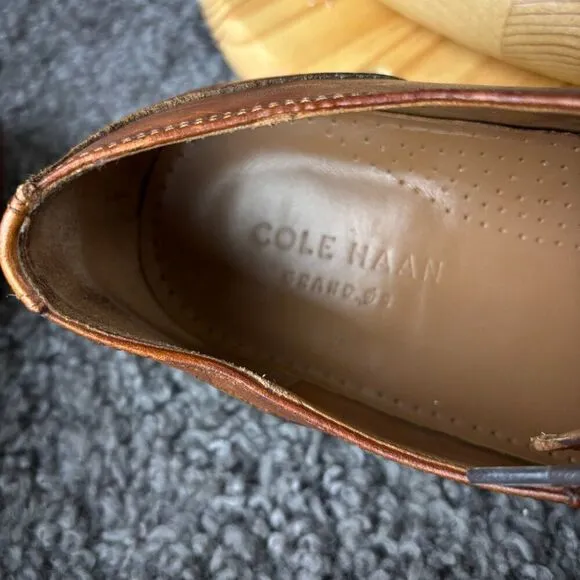 Cole Haan Giraldo II Bike Toe Derby Mens 12 Brown Brogue Oxford Dress Shoe Grand