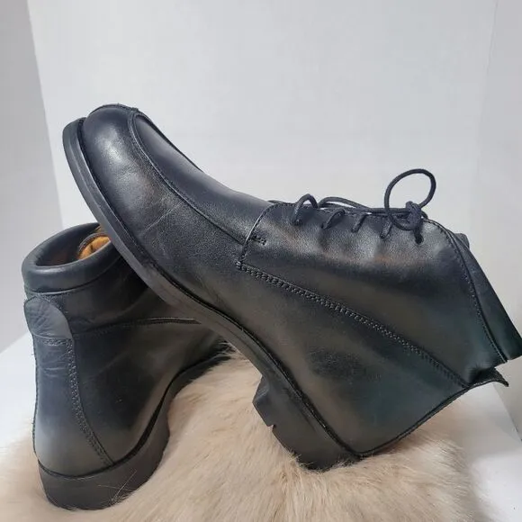 Cole Haan Country Black Leather Moc Toe Derby Lug Men's  Boot Shoes Size 10