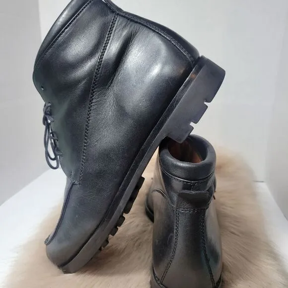 Cole Haan Country Black Leather Moc Toe Derby Lug Men's  Boot Shoes Size 10