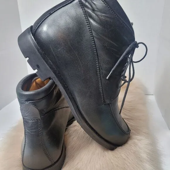 Cole Haan Country Black Leather Moc Toe Derby Lug Men's  Boot Shoes Size 10