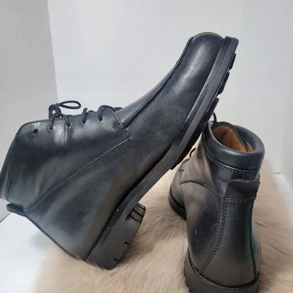 Cole Haan Country Black Leather Moc Toe Derby Lug Men's  Boot Shoes Size 10