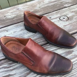 COPY - Ecco Men's Size 44 Shoes Slip On Brown Leather Comfort Loafers Shoes