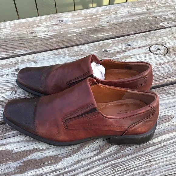COPY - Ecco Men's Size 44 Shoes Slip On Brown Leather Comfort Loafers Shoes