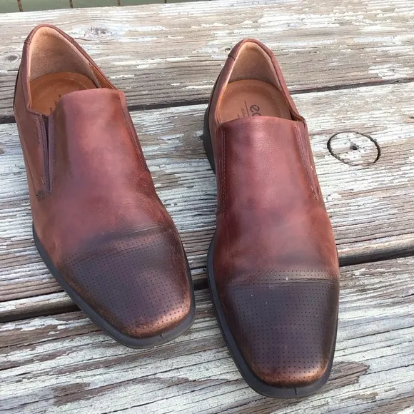 COPY - Ecco Men's Size 44 Shoes Slip On Brown Leather Comfort Loafers Shoes