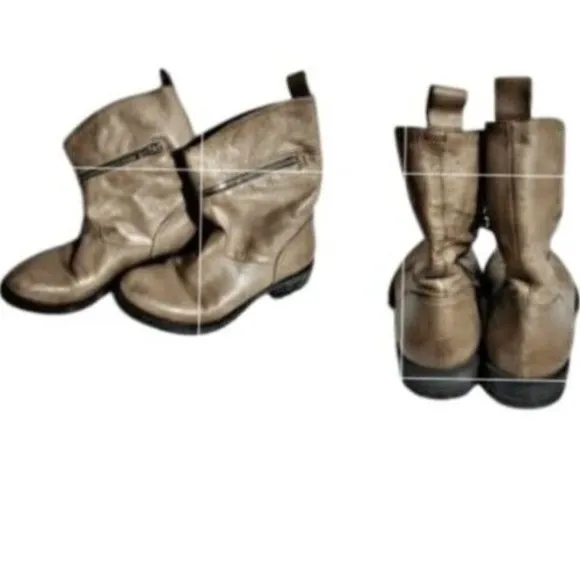 Cordani Leather Ankle Boots Side Zip Stacked Heel Taupe‎ Made in Italy size 7