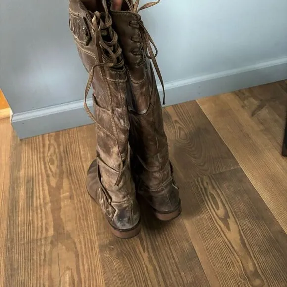 Corral Boots Side Zip Tall Genuine Leather Exclusively for Buckle Size 6.5 Mediu