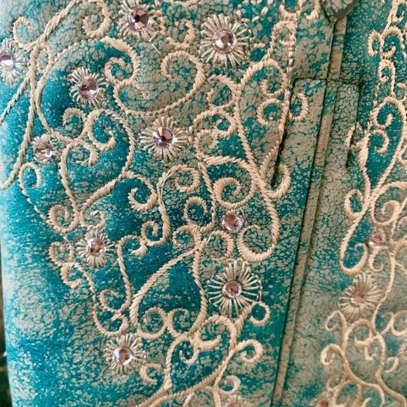 Corral Turquoise Embroidered Rhinestone Western Boots