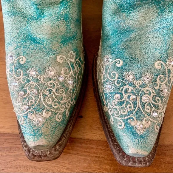 Corral Turquoise Embroidered Rhinestone Western Boots