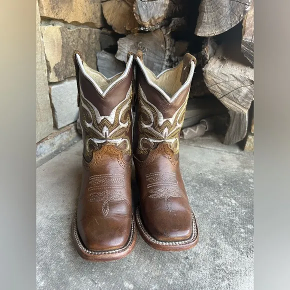 Corral Western Cowboy kids brown leather Boots Sz-12.5.   D