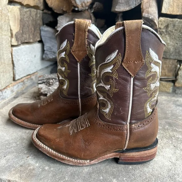 Corral Western Cowboy kids brown leather Boots Sz-12.5.   D