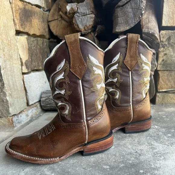 Corral Western Cowboy kids brown leather Boots Sz-12.5.   D