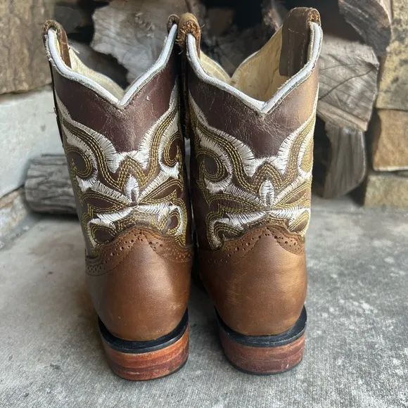 Corral Western Cowboy kids brown leather Boots Sz-12.5.   D