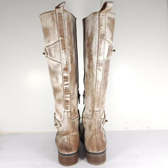 Corral Women’s US 8,5M Tan Distressed Leather Side Zip Tall Riding Boots