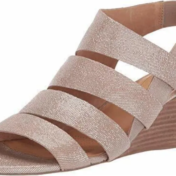 CORSO COMO ONTARISS BOHO WEDGES CHAMPAGNE METALLIC SLINGBACK SANDALS NWT