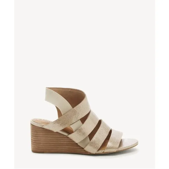 CORSO COMO ONTARISS BOHO WEDGES CHAMPAGNE METALLIC SLINGBACK SANDALS NWT