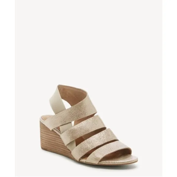 CORSO COMO ONTARISS BOHO WEDGES CHAMPAGNE METALLIC SLINGBACK SANDALS NWT