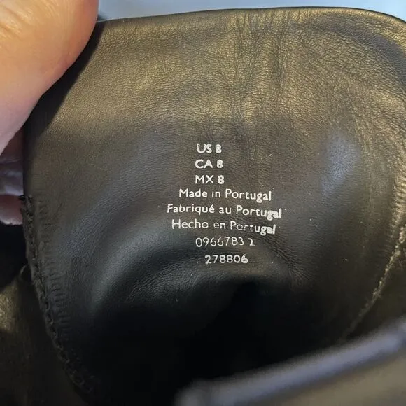 COS Boots 8 Chunky Black Leather Moto Tall Chelsea Boots Made in Portugal