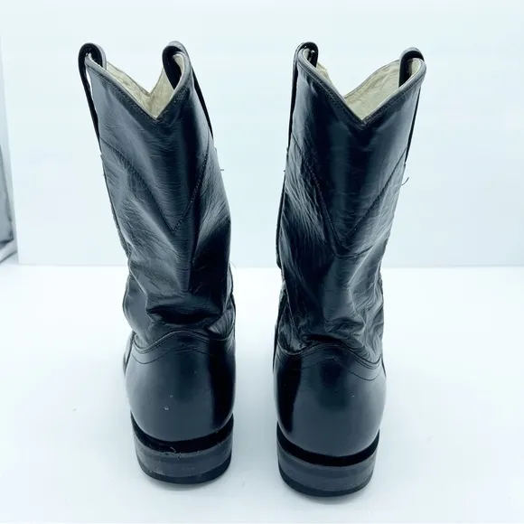 Cowtown Boots Black Leather Cowboy Boots Wide