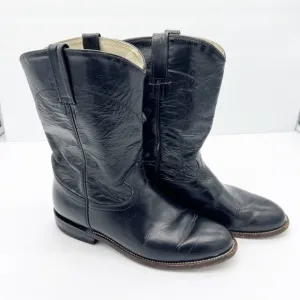 Cowtown Boots Black Leather Cowboy Boots Wide