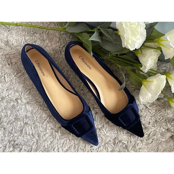 C.Paravano Women's Flats Velvet Pointed Toe Flats Size10
