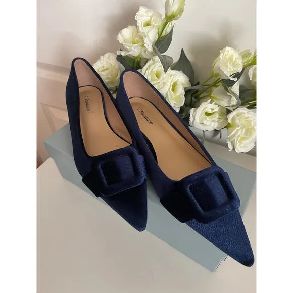 C.Paravano Women's Flats Velvet Pointed Toe Flats Size10