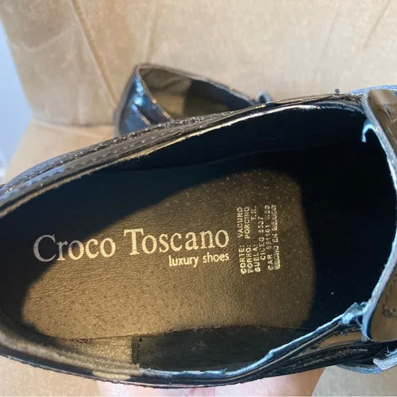 Croco Toscano Men's Black Formal Shoes 26.5