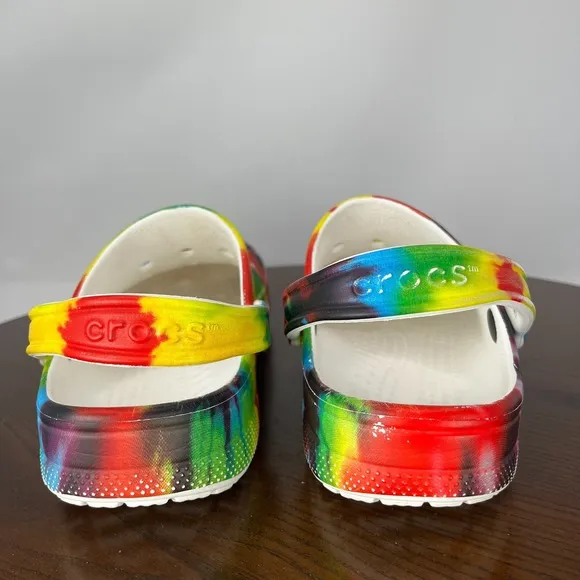 Crocs Baya Clog Shoes Men's 9 Multicolor Tie Dye Slip On Sandal 206883 / W11