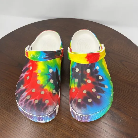 Crocs Baya Clog Shoes Men's 9 Multicolor Tie Dye Slip On Sandal 206883 / W11