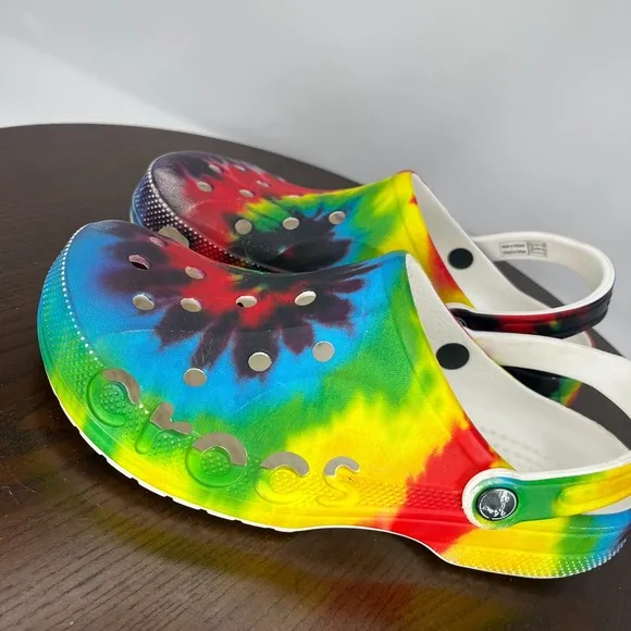 Crocs Baya Clog Shoes Men's 9 Multicolor Tie Dye Slip On Sandal 206883 / W11