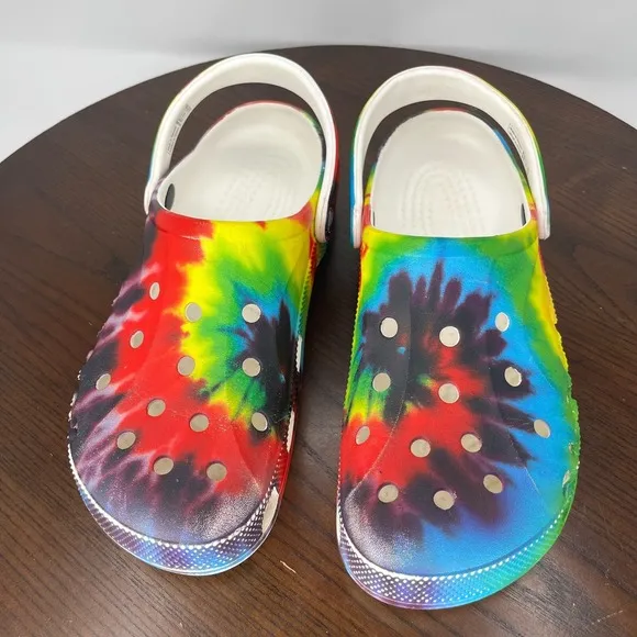 Crocs Baya Clog Shoes Men's 9 Multicolor Tie Dye Slip On Sandal 206883 / W11