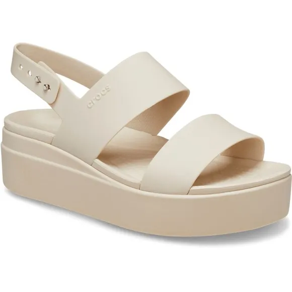 CROCS Cream Platform Wedges with Adjustable Straps