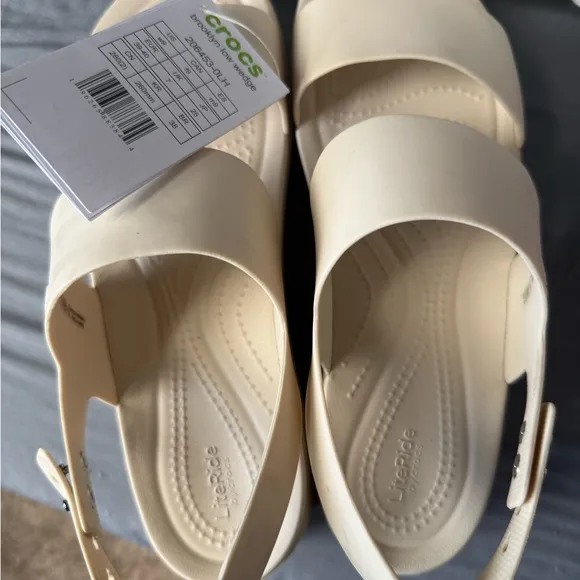 CROCS Cream Platform Wedges with Adjustable Straps