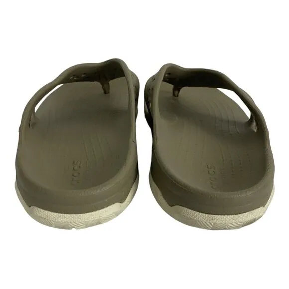 Crocs Swiftwater Men's Beige Khaki Stucco Deck Flip Flop Water Sandal Size 12