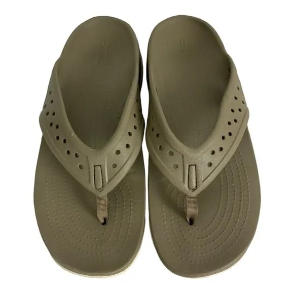Crocs Swiftwater Men's Beige Khaki Stucco Deck Flip Flop Water Sandal Size 12