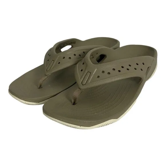 Crocs Swiftwater Men's Beige Khaki Stucco Deck Flip Flop Water Sandal Size 12