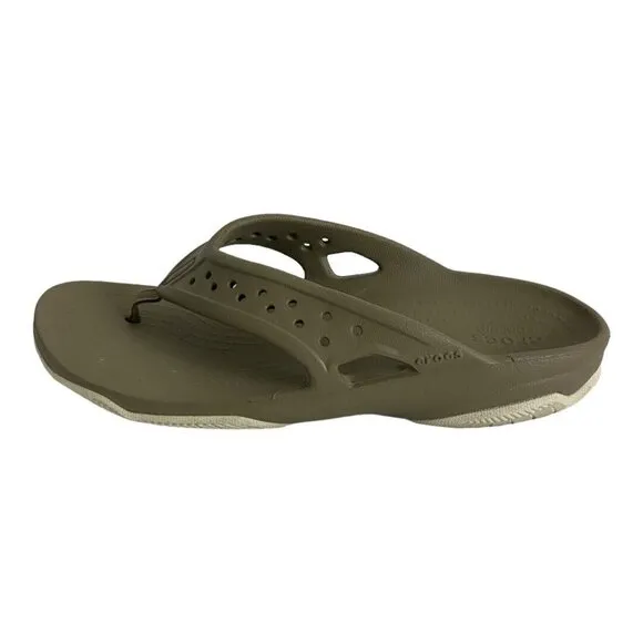 Crocs Swiftwater Men's Beige Khaki Stucco Deck Flip Flop Water Sandal Size 12