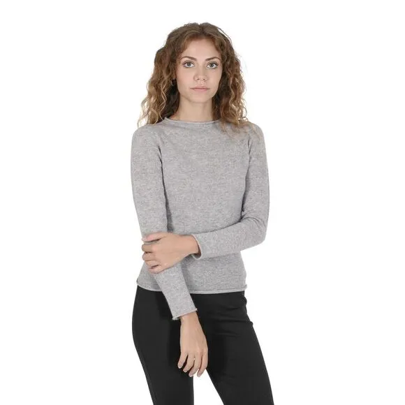 Crown of Edinburgh Cashmere Womens Boat Neck Sweater COE 007 ASH GREY Grigio