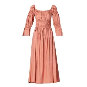 Cult Gaia Stella Puff Sleeve Linen Midi Pink Dress Size M