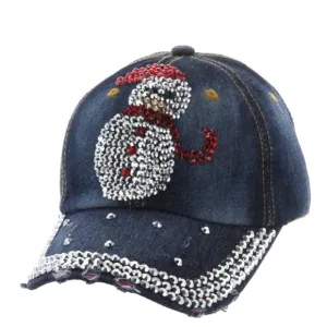 Cute Snowman Bling Jean Baseball Cap