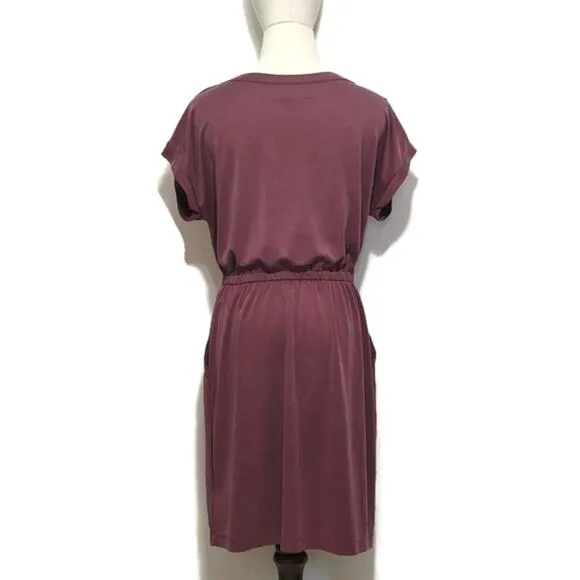 Cynthia Rowley Athleisure Sporty Mini Dress Scoop Neck Short Sleeve Red Size L